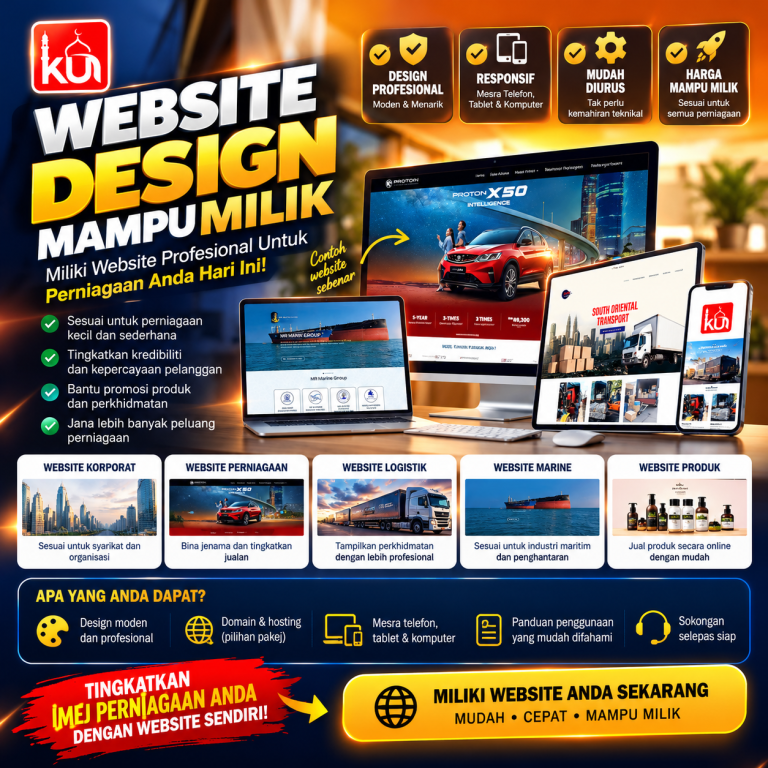 Pakej Webdesign Mampu Milik Harga Asal RM2000. L100,10,5,5,5