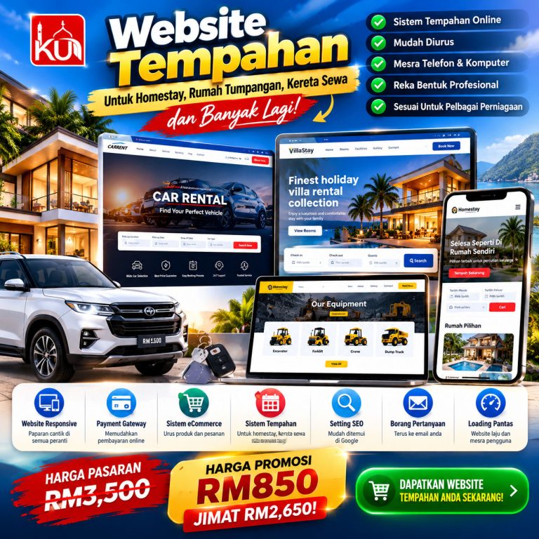Pakej Webdesign Tempahan Online Mampu Milik Harga Asal RM3000. L150,20,10,5,5
