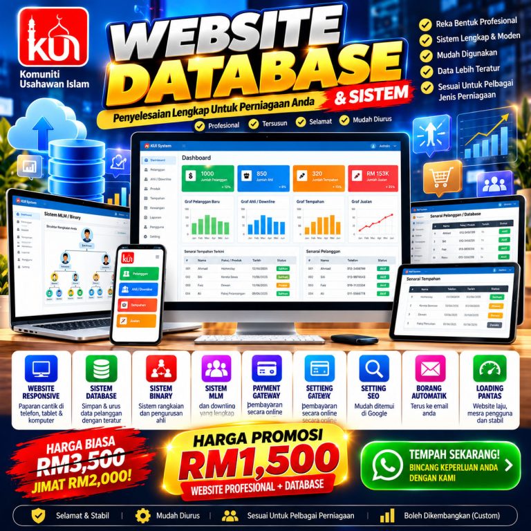 Pakej Webdesign Database & Sistem Harga Bermula RM2500. L250,50,20,10,10