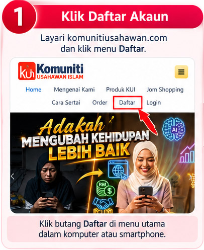 Langkah 1 Daftar Akaun KUI